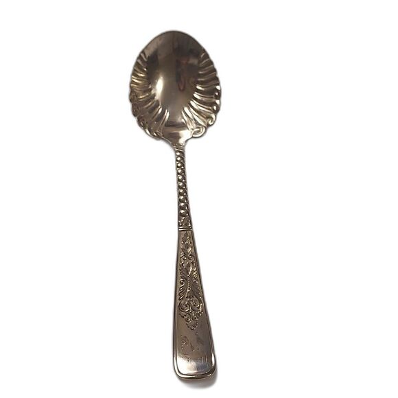 Rogers and Hamilton Antique Silver plate Sugar Spoon Scalloped Edge 6 inch - Picture 1 of 13